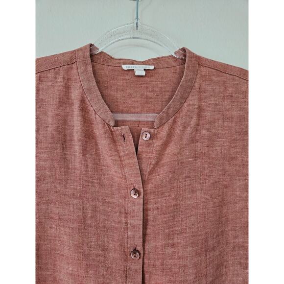 Eileen Fisher Washed Organic Linen Delave Long Shirt, Size S - Picture 5 of 12